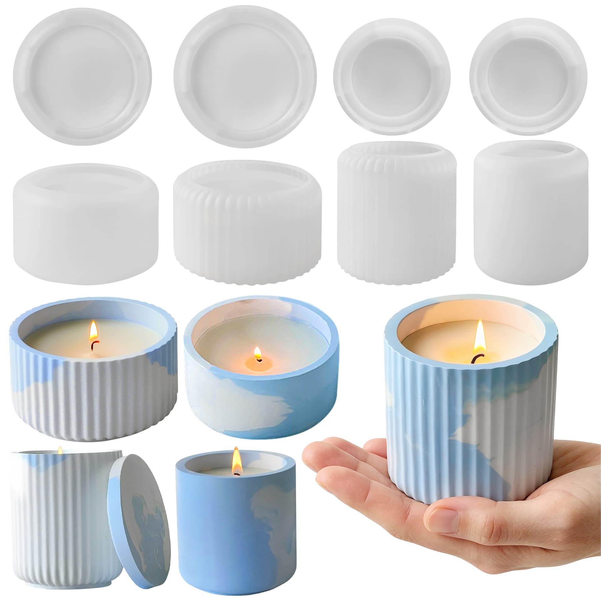 Crystal glue storage box silicone mold epoxy resin round table mold handmade diy cup storage box