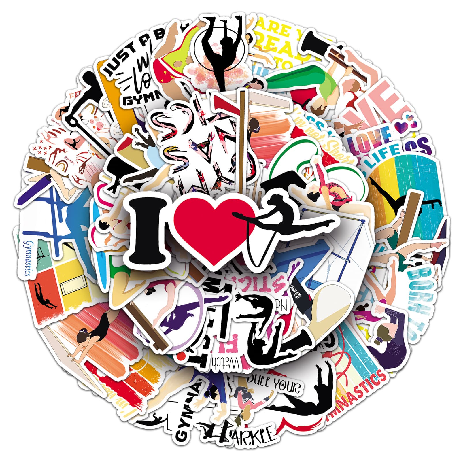 50 gymnastics graffiti stickers sports DIY skateboard phone case suitcase stationery stickers waterproof