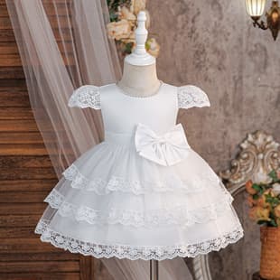 European American New Flower Girl Dress Tulle Cake Skirt Wedding Girl Birthday Dress Banquet First Birthday Baby Princess Dress