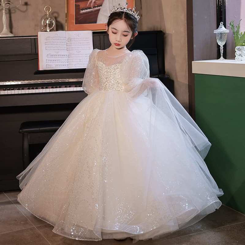 Children's dress flower girl princess dress 2026 summer style girl's performance birthday high-end host piano performance clothing