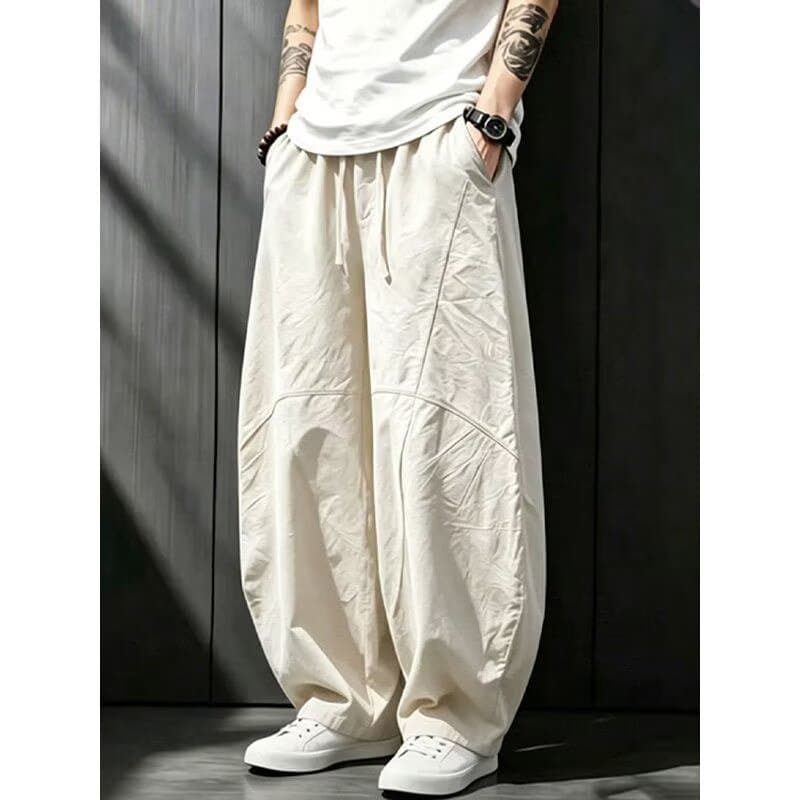 Large Size 300 Jin Scimitar Casual Pants Men's Summer Thin New Chinese Style Drape Breathable Wide Leg Straight Long Pants