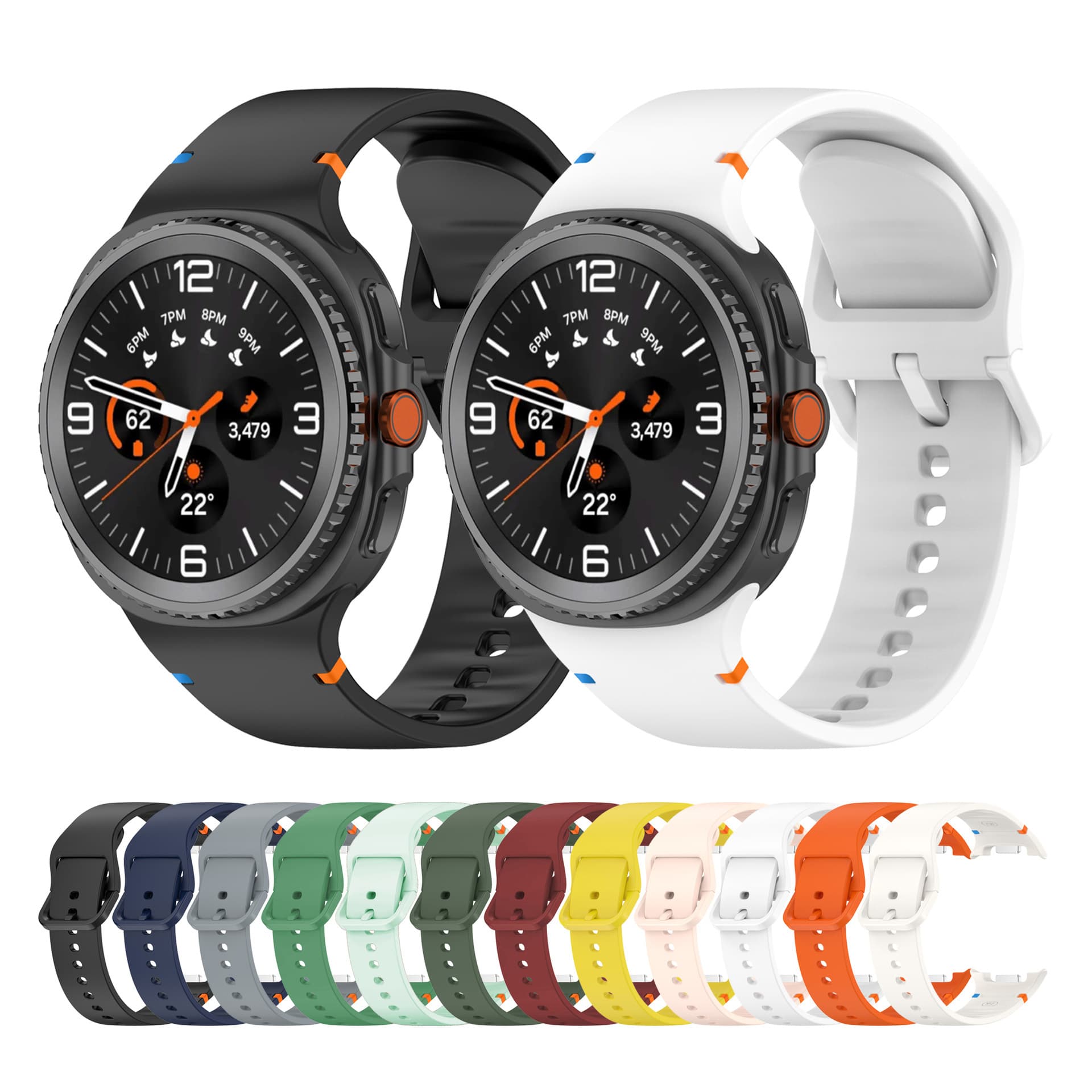 Compatible with Samsung Galaxy Watch 8 Official Style Stitched Silicone Band Waterproof Sports Watch Strap