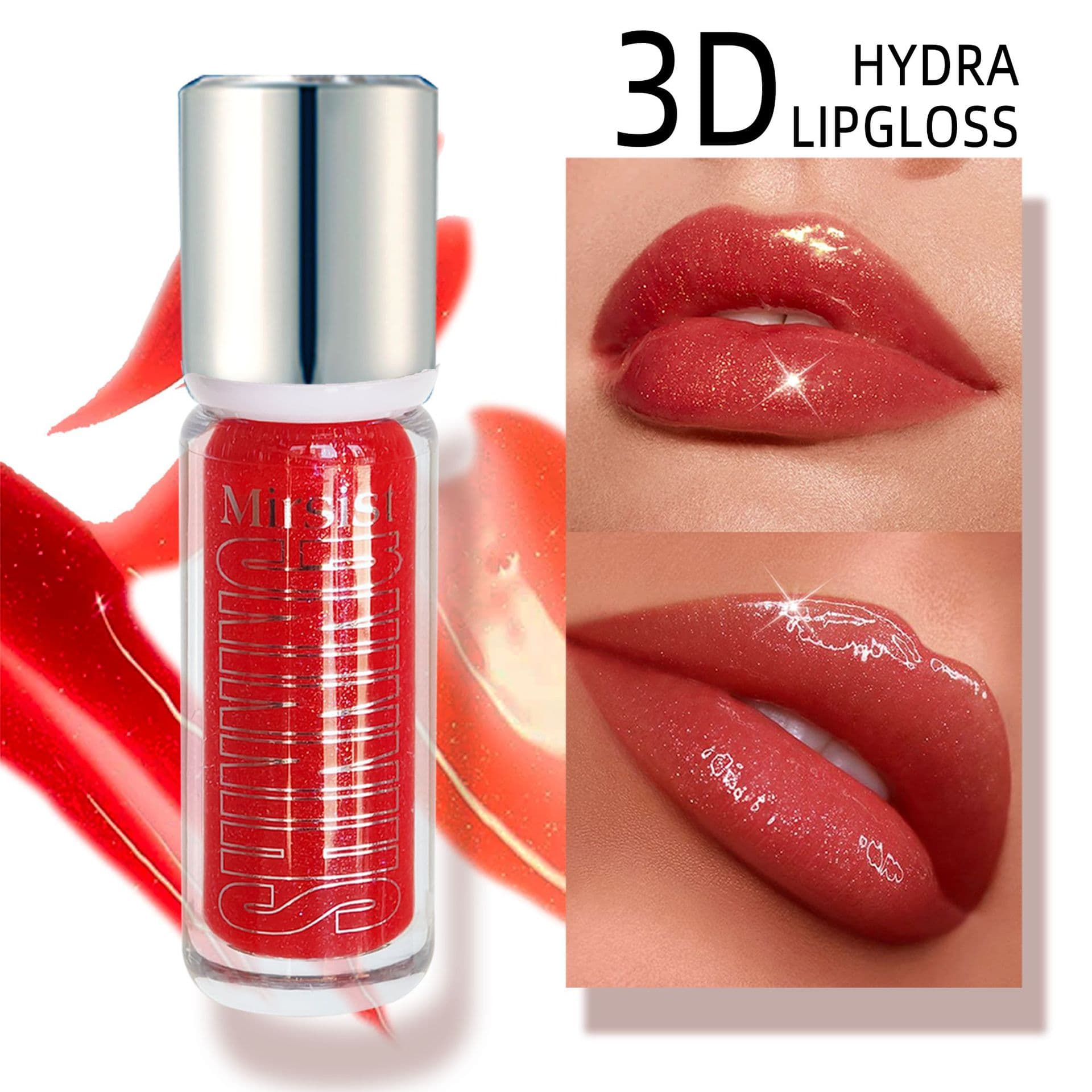 Mirsist 3D Water Lip Glaze Shiny Lipstick Set 6 Colors Moisturizing Pearlescent Lip Gloss Kit Natural Waterproof Easy to Color Enhance