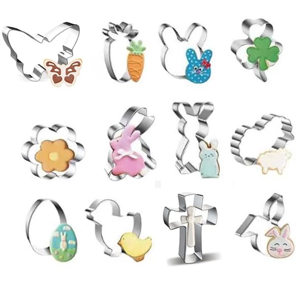 12-Piece Easter Cookie Cutter Set Baking Molds Egg Rabbit Cookie Cutters 12-Piece Cookie Cutters