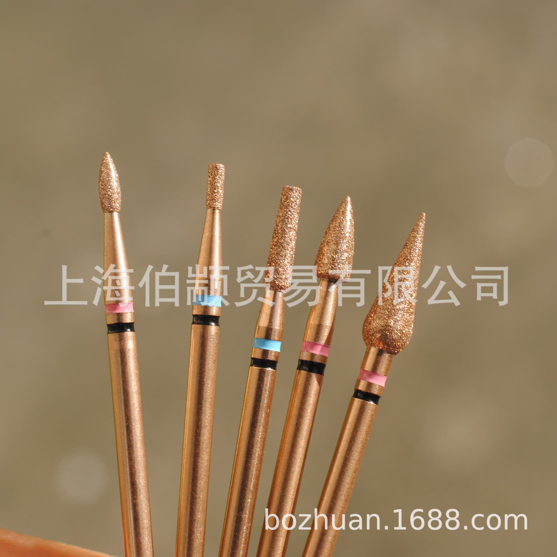 Second Generation Nano Rose Gold Plated Double Ring Nail Drill Bit Russian-Style Pre-Cleaning Cuticle Diamond Bit