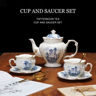Jingdezhen Ceramic Teapot Office Blue and White Glaze Underglaze Color Water Pot Set Porcelain Home Use Four-Combination Pot Oil Pot
