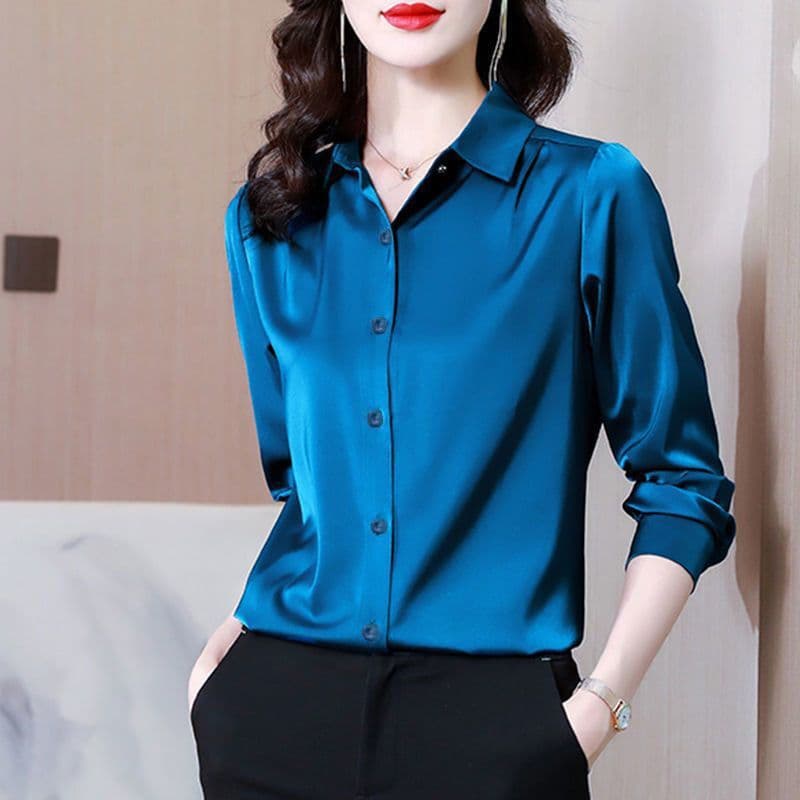 Women's Shirt Spring Long Sleeve New Solid Color Versatile Fashion Outerwear Top with Design Sense Niche Blouse