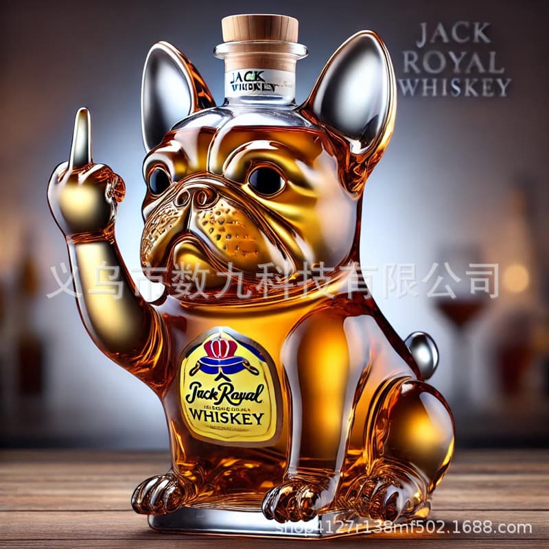 Funny French Bulldog Whiskey Bottle