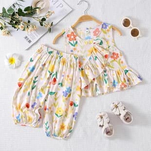 Baby Girls' Camisole Set Summer 2025 New Little Kids Clothes Summer Children's Summer Girls' Stylish Two-Piece Set