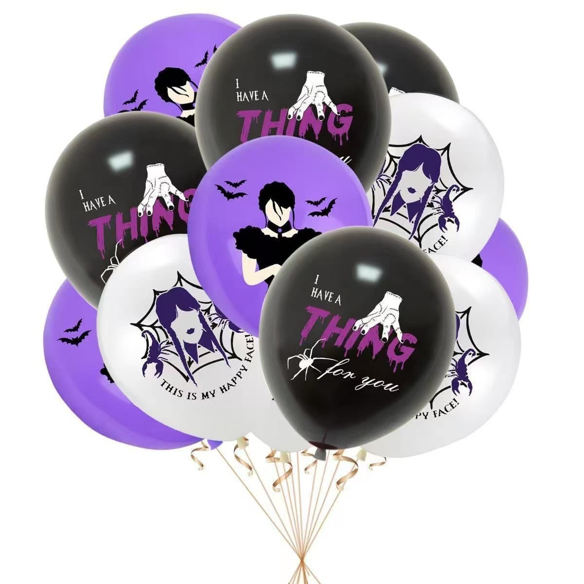 Cross-border Wednesday Theme Latex Balloon Set Venue Decoration Party Halloween Set Glow-in-the-Dark Outdoor
