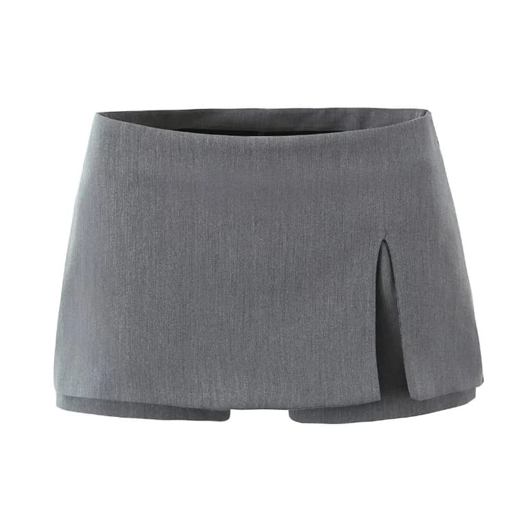 2025 Summer New Women's French Chic Solid Striped High-Waist Skirt Pants Anti-Exposure Suit A-Line Split Shorts