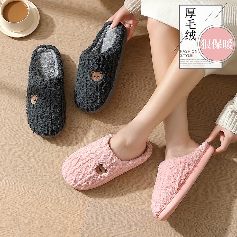 Women's Winter Indoor Cotton Slippers, Home Plush Warm Non-Slip Couple Slippers, Men's Winter Wholesale