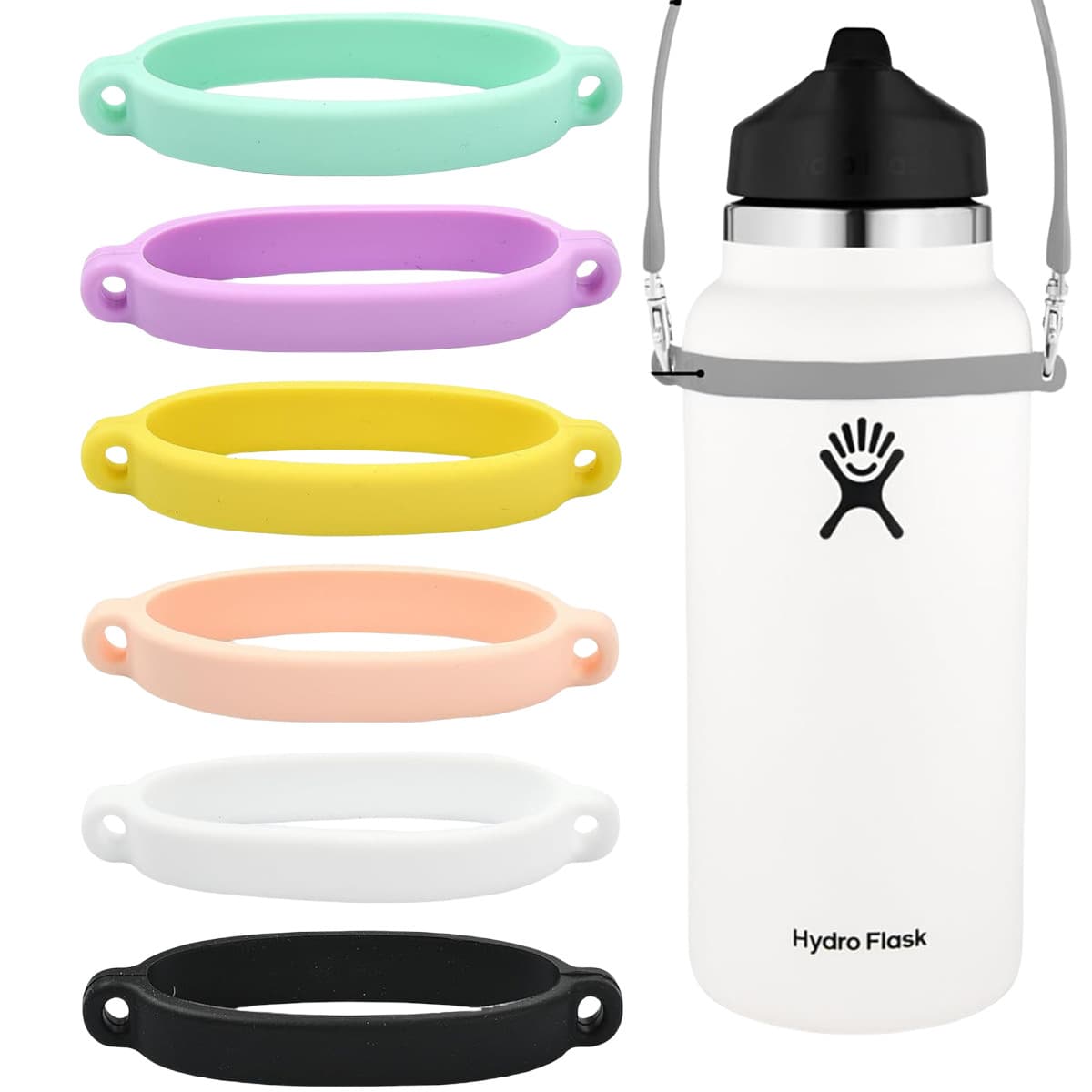 Silicone Water Bottle Strap Loop, Bottle Hanger Strap, Cup Handle Silicone Ring, Outdoor Sports Silicone Cinch Ring