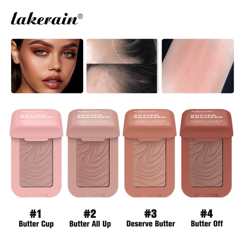 Cross-border Cosmetics Lakerain 4-Color Butter Bronzer Contour Powder Natural Concealer Contour Powder Compact