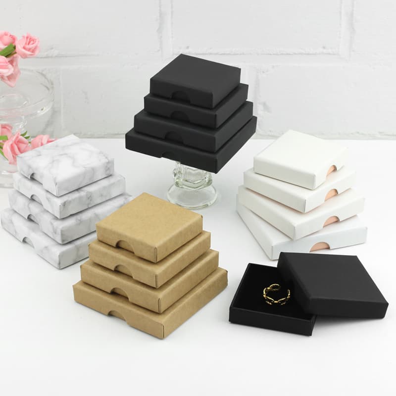 Kraft Paper Thin Jewelry Box 1.6cm Height, Export Jewelry Packaging Box for Amazon Cross-Border, Low Flat Box