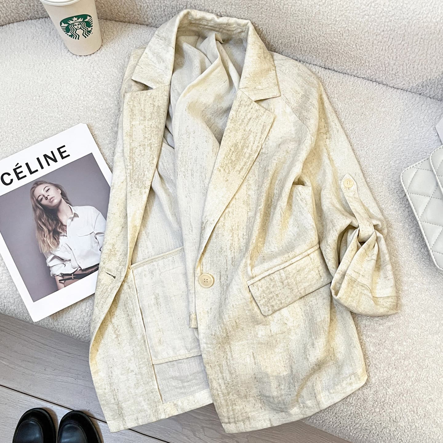 Beige casual linen suit jacket women's thin 2026 summer new design niche fashionable commuter suit