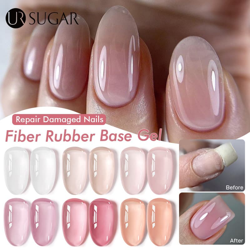 UR SUGAR's new color fiber rubber base glue, manicure ice transparent nail polish glue, nail repair construction base glue
