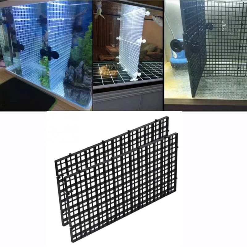 Aquarium Bottom Filter Grid, Bottom Filter Screen Partition, Black and White Grid Panel, Splicing Isolation Plate with Suction Cup