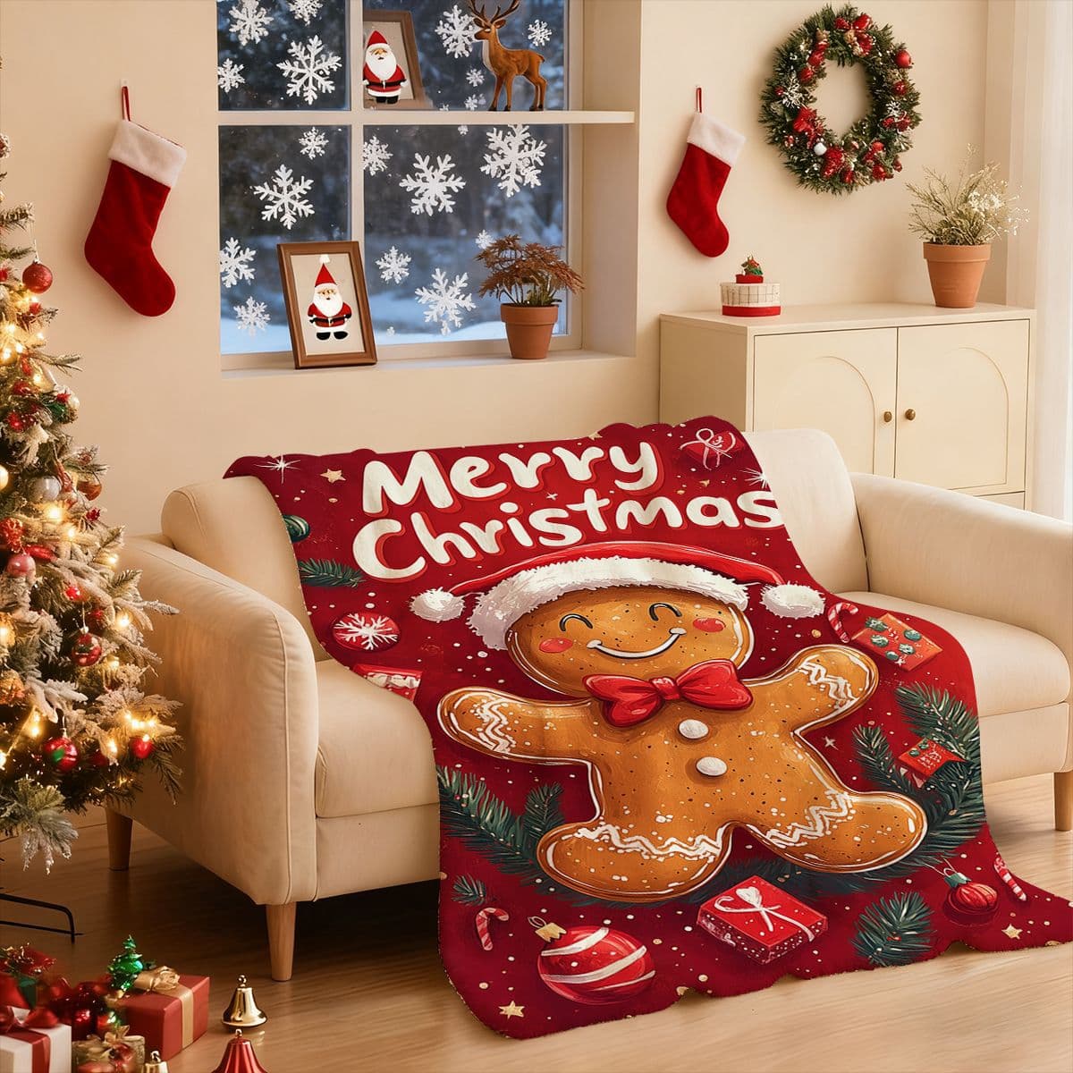 Factory Direct Wholesale Christmas Decoration Warm Flannel Blanket, Cross-Border Hot-Selling Home Sofa Extra Large Thick Blanket