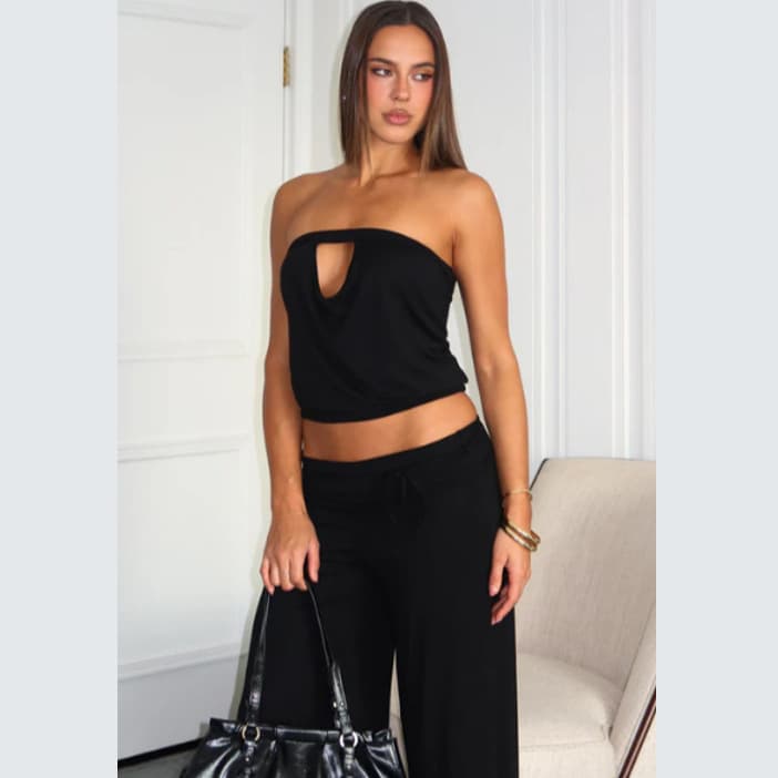 2026 Amazon Cross-Border American Style Tube Top Women's Sexy Wrap Top Long Pants Sport Fitness Set