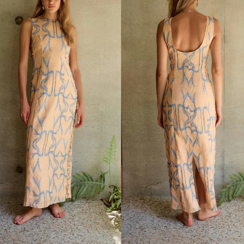 Foreign trade cross-border independent station Amazon's new European and American printed cotton and linen sleeveless sexy decorative hoop dress for women