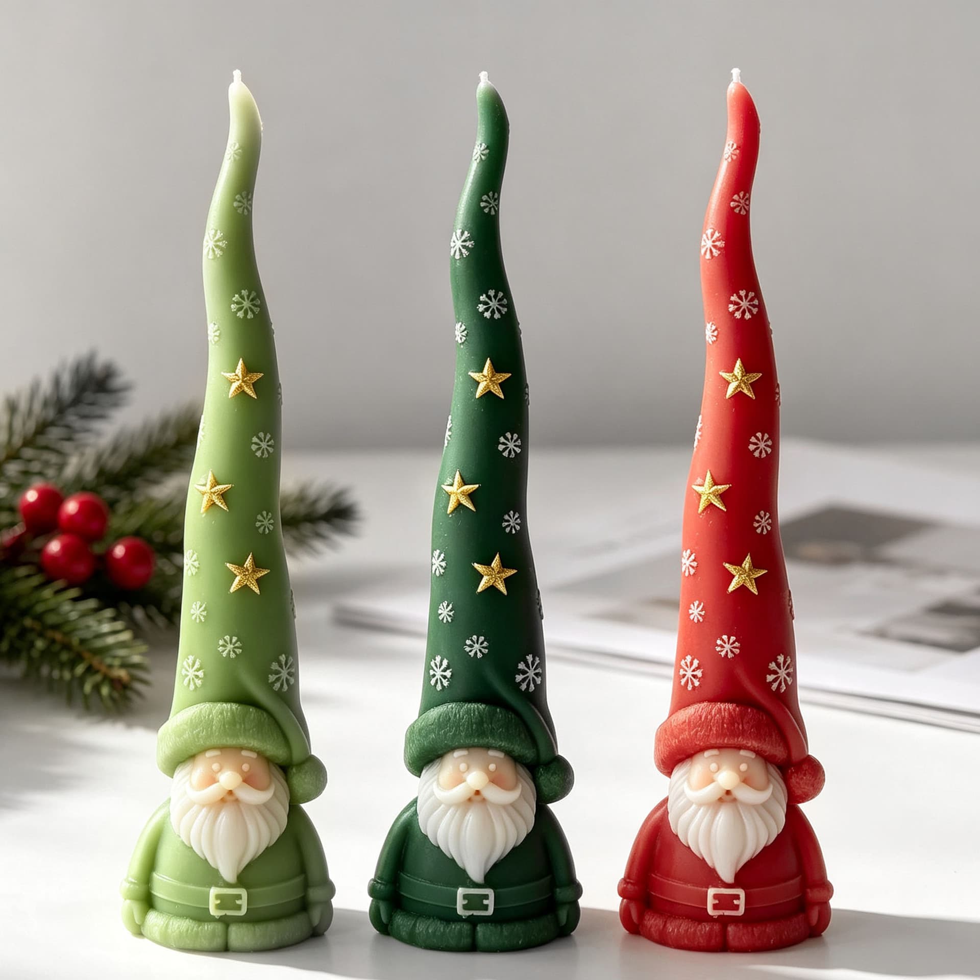 Cross-border Santa Claus Aromatherapy Candle Silicone Mold DIY Christmas Long Stick Candle Gypsum Ornament Mold