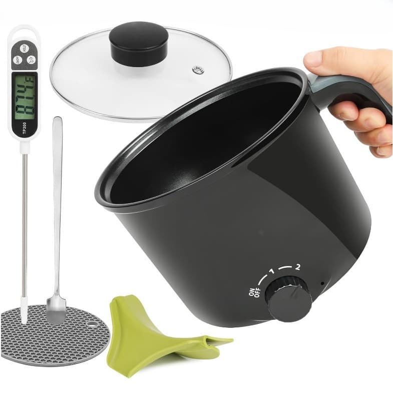 With Wax Melter Candle Making Kit Electric Wax Melter with Silicone Nozzle Thermometer Stirring Spoon
