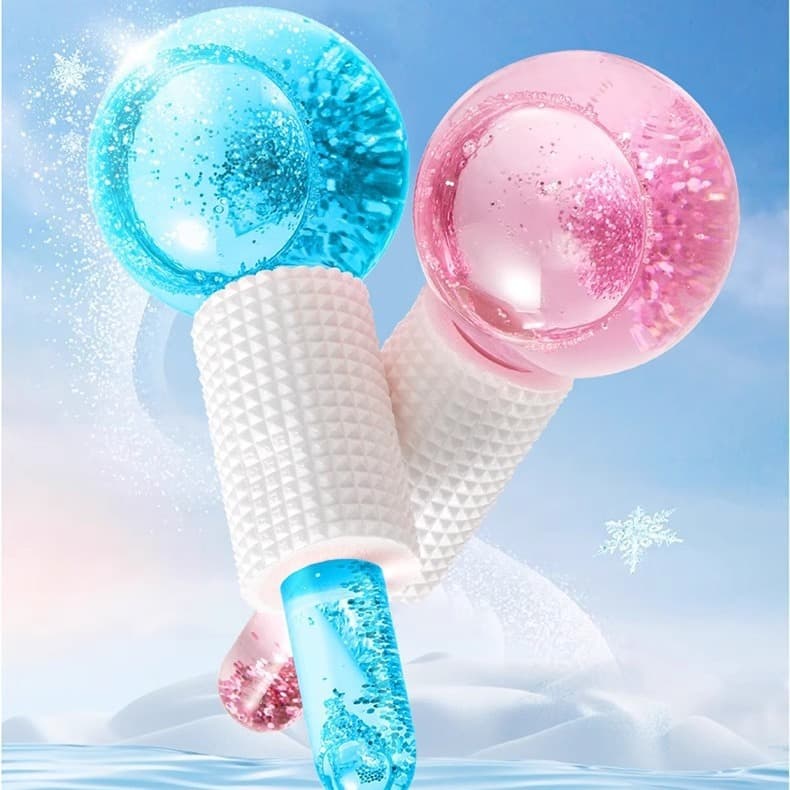 Cross-border Hot and Cold Compress Massage Facial SPA Beauty Glass Crystal Ball Ice Wave Ball Skin Care Tool Gift