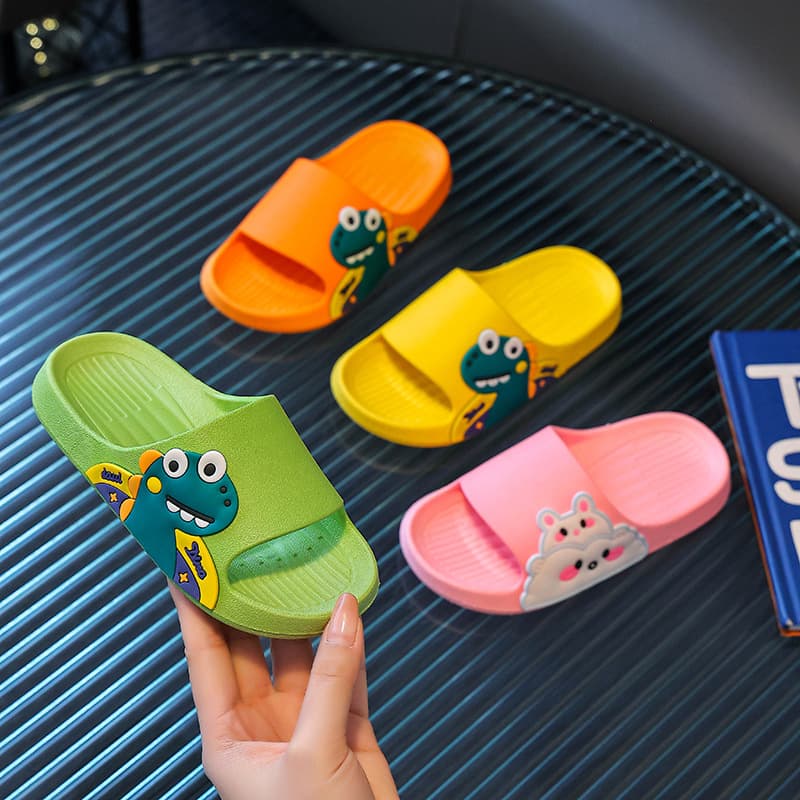 Children's Indoor Home Slippers Anti-Slip Odor Control Bathrooms Cartoon Cute PVC Material Flip Flops Boys Girls Summer Sandals