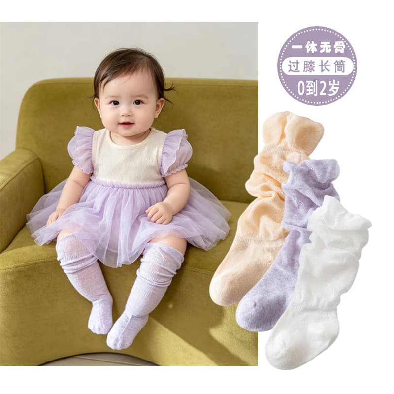 Summer soft, thin and transparent baby thigh stockings, fashionable pile calf socks, sweet princess anti-mosquito socks