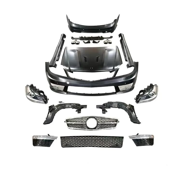 Suitable for 2008-2010 Mercedes-Benz C-Class W204 early to late modified C63 model hood headlight bumper