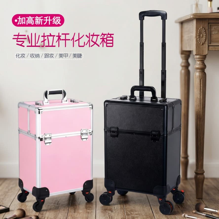 Large-capacity makeup box, makeup artist's nail art special embroidery makeup makeup and hair salon storage box trolley suitcase tool box