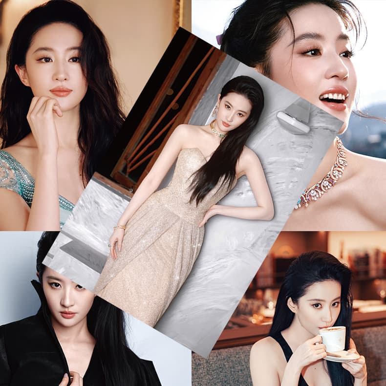 Liu Yifei posters, high-definition coated paper, 1 set of 8, celebrity peripheral signatures, photos, dormitory wall stickers, decorative paintings