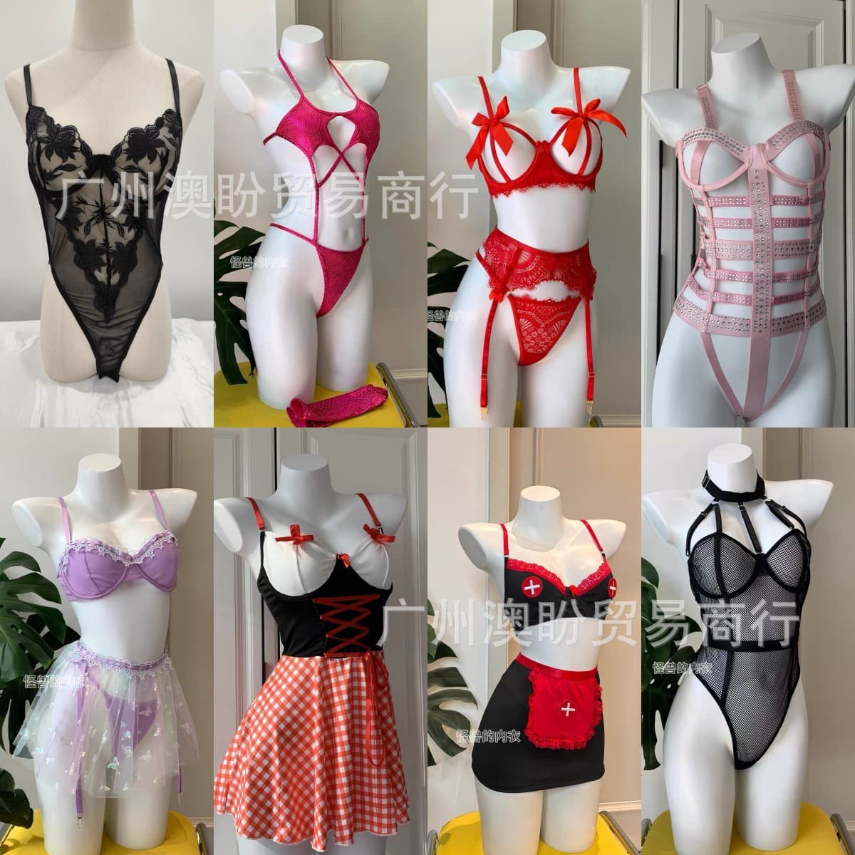 Sexy Lingerie European and American Cross-Border Factory Source Sexy One-Piece, Two-Piece, and Three-Piece Sets Erotic Lingerie Multiple Styles