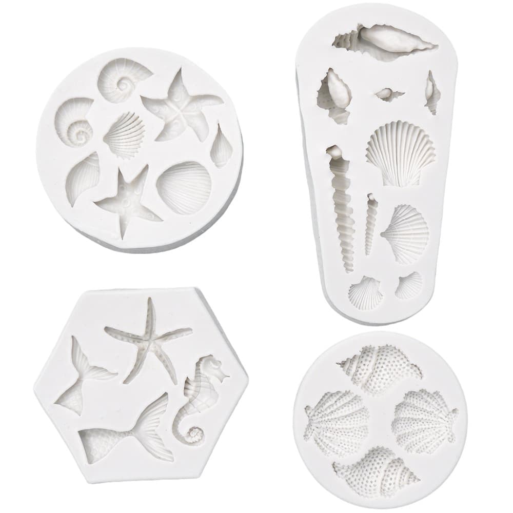 Spot wholesale of various shells and conch fondant silicone molds DIY glue decorative molds Ocean World Series