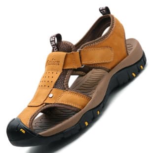 Cross-Border Genuine Leather Men's Sandals Men's Genuine Leather Closed Toe Beach Sandals Summer Handmade Large Size Men's Beach Sandals