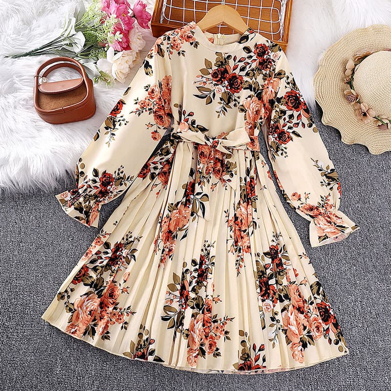 Girls dress cross-border children's clothing 2025 Amazon ebay spring new retro printed children's princess dress