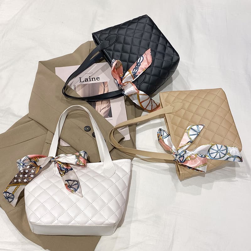Tote Bag Handbag 2026 New Stylish Silk Scarf Fashion PU Bag Shopping Bag Embroidered Large Capacity Tote Bag