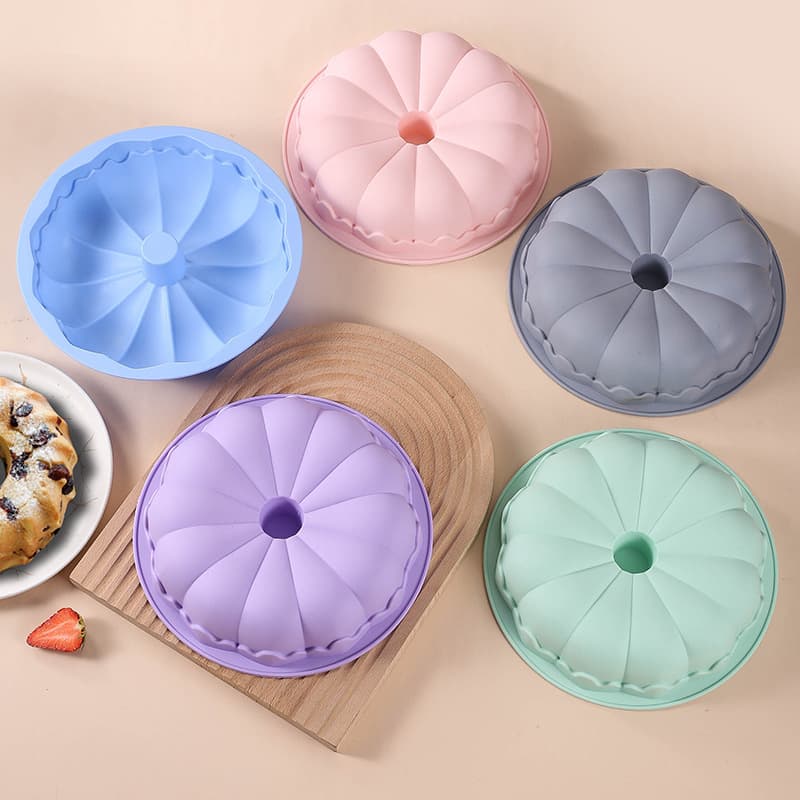 Silicone Cake Mold DIY Baking Tool High Temperature Resistant Oven Mold Pumpkin Six-Hole Round Baking Supplies