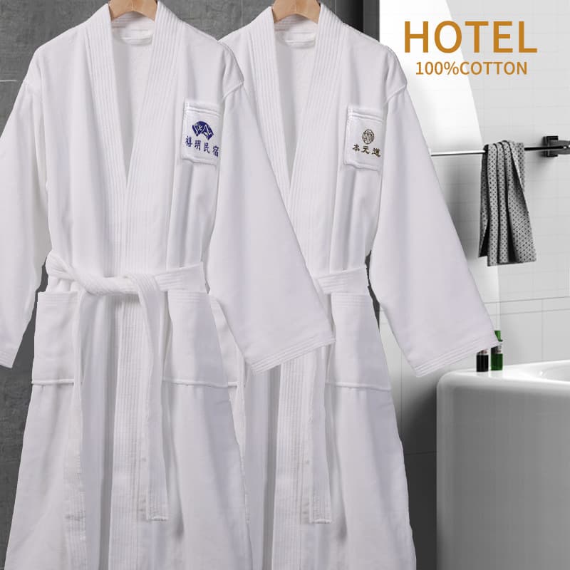 Five-star hotel bathrobe customization pure cotton white cut-pile thickened absorbent bath for inns and hotels with logo