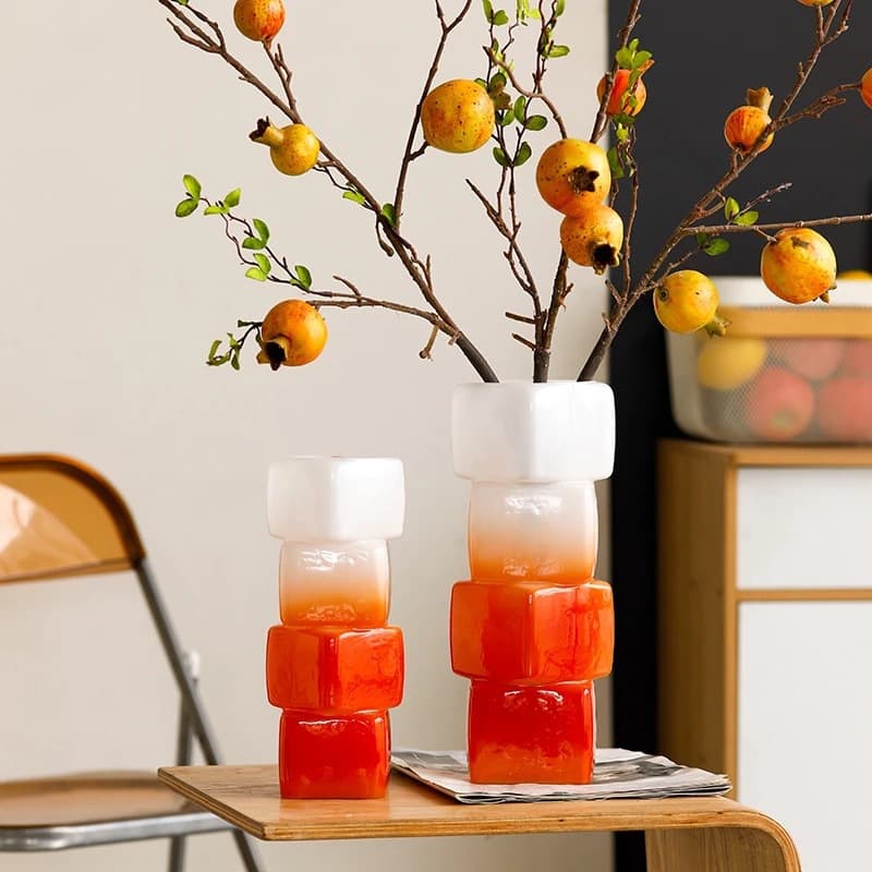High-end decorative flower arrangement piece, ins-style, wholesale available, vintage glass vase, high-end look for living room and dining room