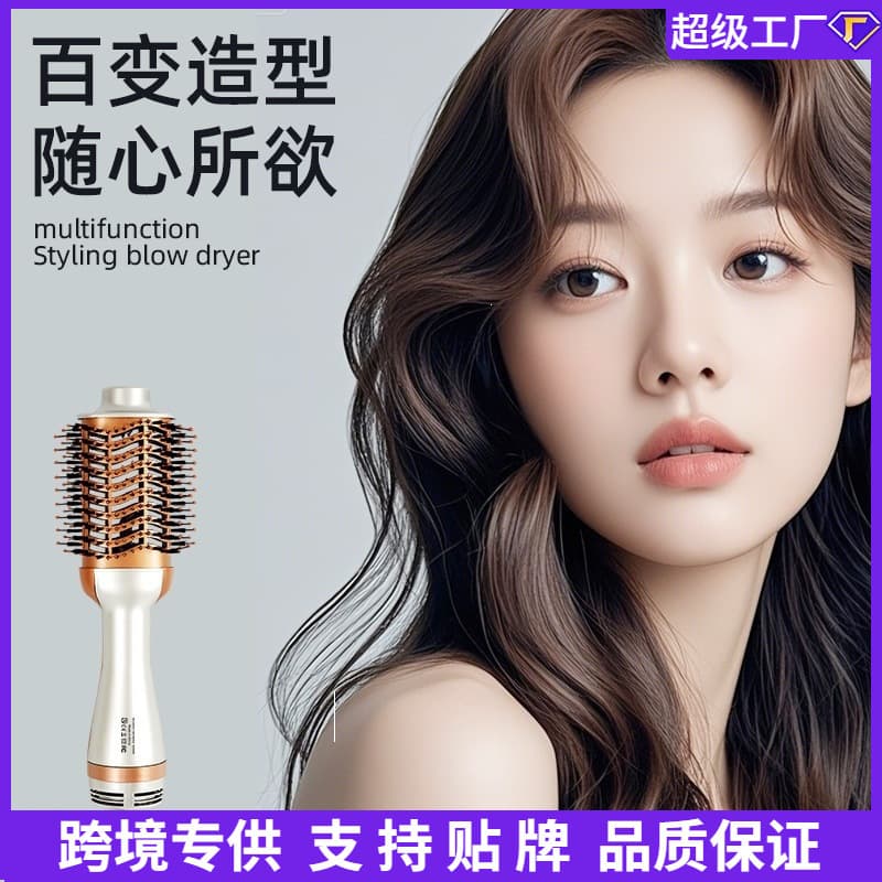 Cross-Border Multifunctional Hot Air Comb Curler and Straightener 2-in-1 Automatic Blow-Dry Brush Comb