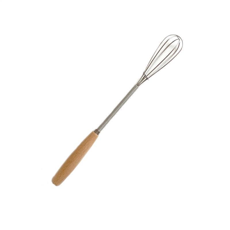 Stainless Steel Egg Whisk with Wooden Handle, Handheld Egg Beater Mixer for Home Baking