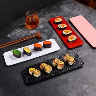Japanese Sushi Plate High Appearance Rock Grain Rectangular Flat Plate Cold Dish Plate Cake Plate Snack Plate Sashimi Plate