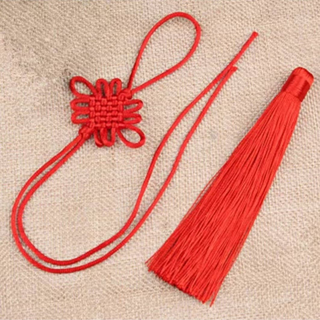 Source Factory Pure Handwoven 6-Loop Square Victory Knot with Ten Tassels New Year Hanging Ornament