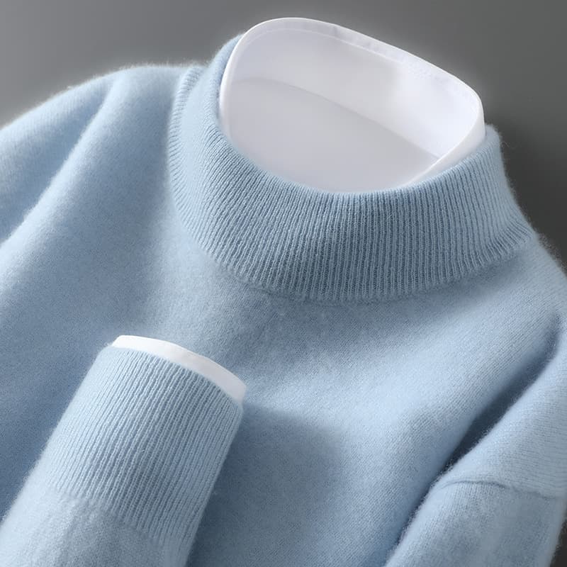 New Cross-border Autumn/Winter Pure Wool Men's Half-turtleneck Knit Pullover Sweater Casual Loose-fit Base Layer Cashmere Sweater