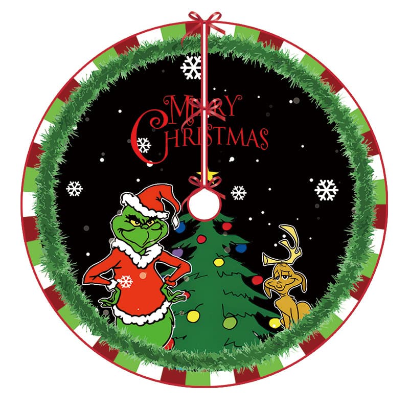 New Christmas Tree Skirt for Amazon Cross-Border Sales, Christmas Hat, Creative Santa and Snowman Patterns, Christmas Tree Decoration