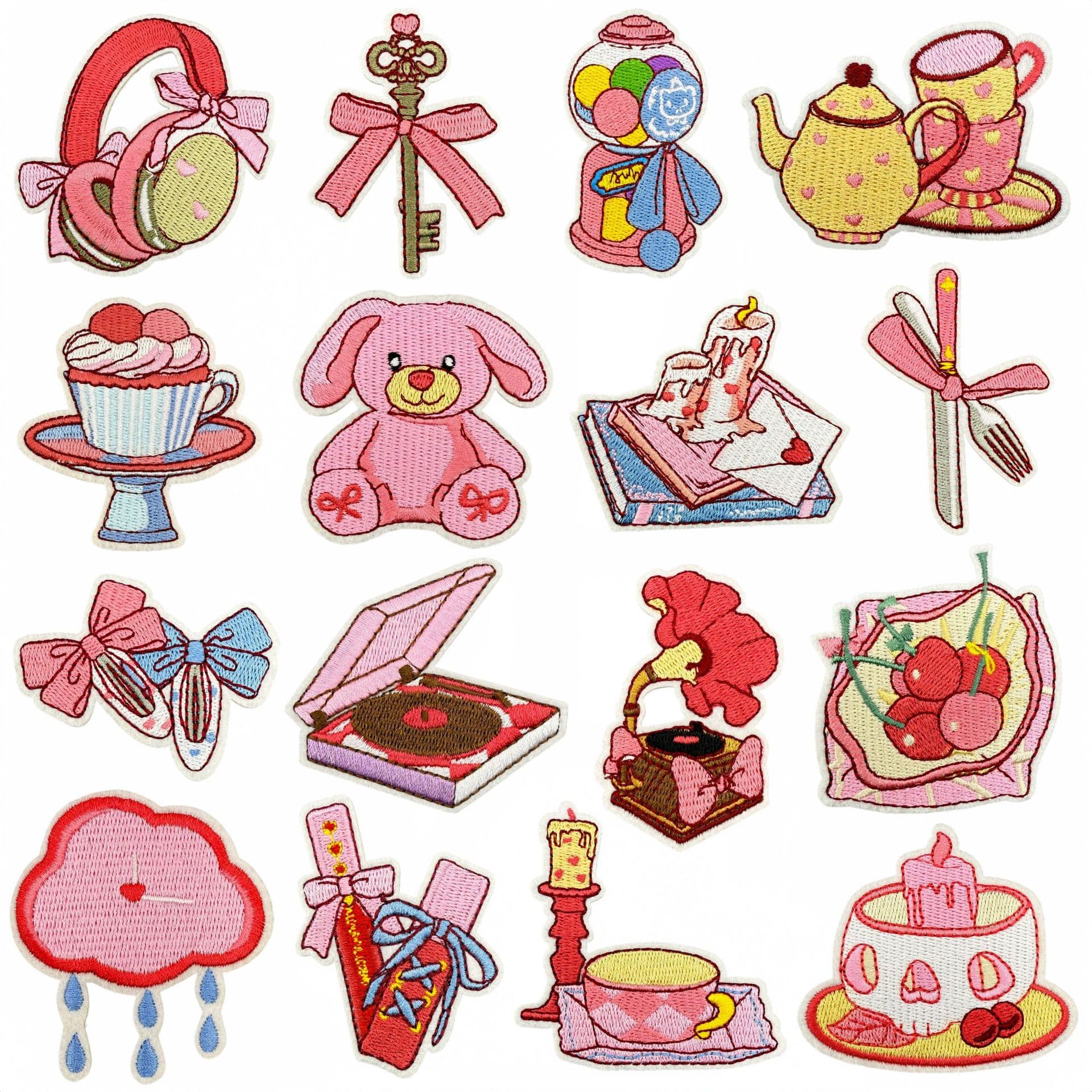 Girl Series Embroidery Fabric Patches Pink Bow Decorative Repair Patches Ready-to-Ship Embroidery Badges Garment Accessories Style
