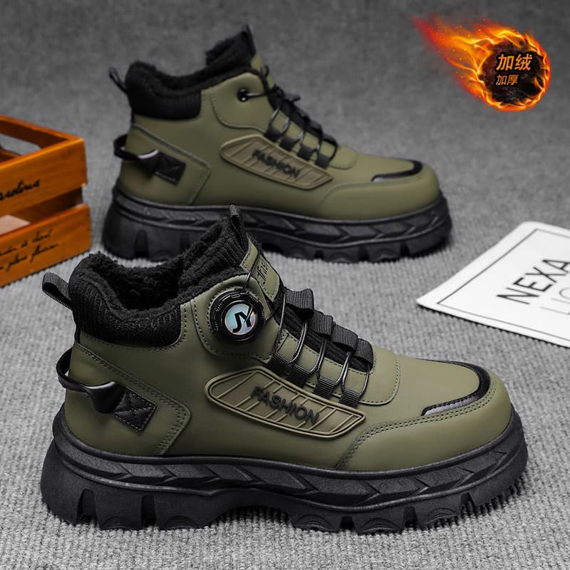 Men's Autumn/Winter New High-Top Casual Shoes, Single or Fleece-Lined Options, Versatile Martin Boots, Outdoor Sports Shoes