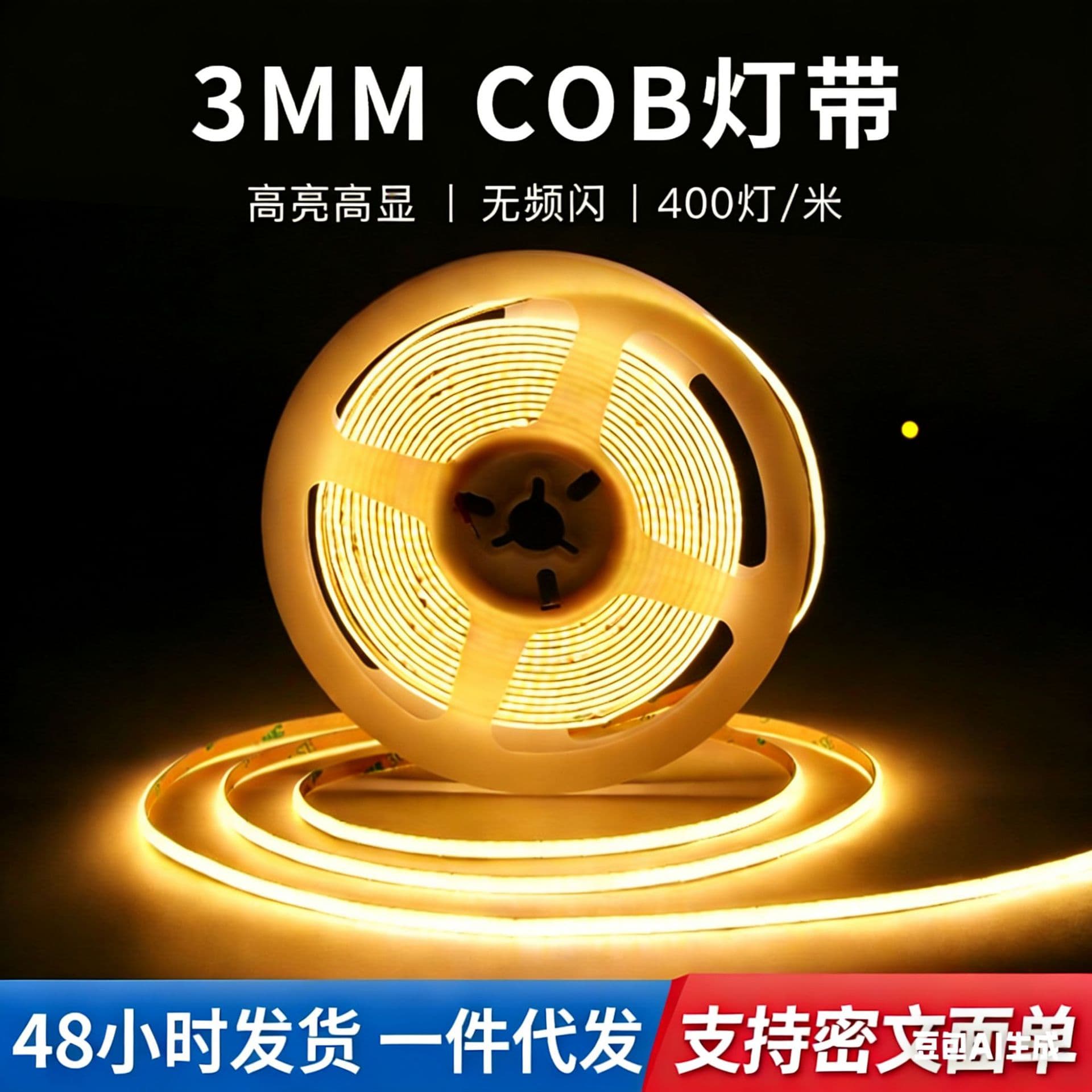 In-Stock Dropshipping 3mm Narrow COB Light Strip High Brightness COB Light Strip for Display Cabinets, Crafts, Decorative Pieces, Ambient Lighting LED Light Strip